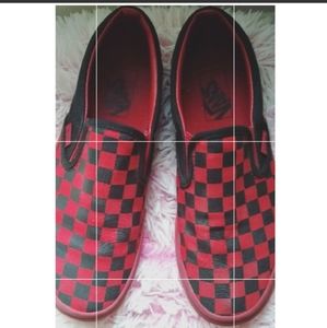 Vans Red & Black Checkered Slip Ons.